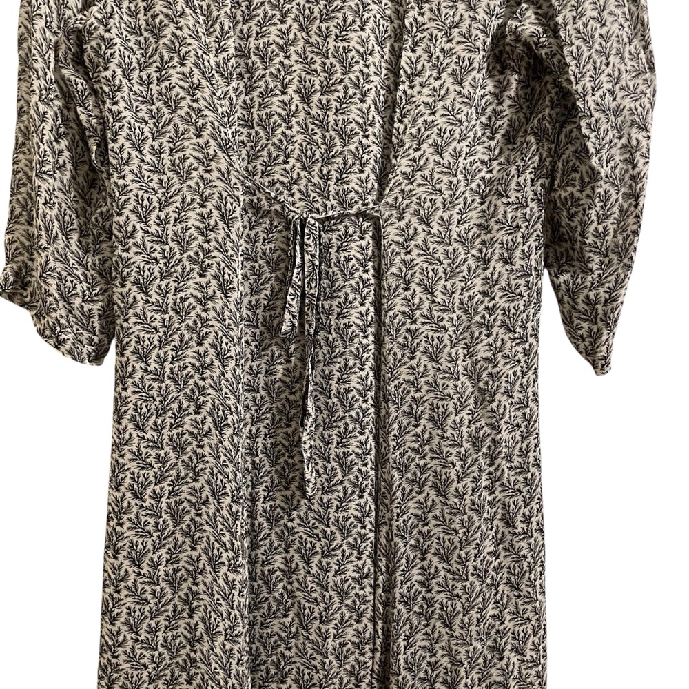 April Cornell Vintage Black White Floral Button Front Maxi Dress Rayon Small - Picture 5 of 6